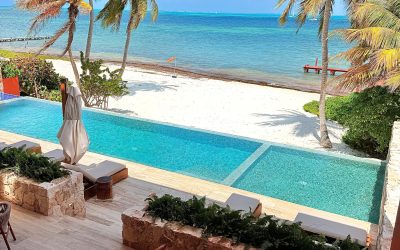#20 Mistral Costa Mujeres - Luxury Waterfront Condo pool and beach view from above