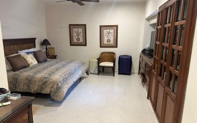 #23 Isla Dorada, Cancun - Luxury Furnished house bedroom with custom built-ins ceiliing fan