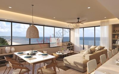 #27 Puerto Morelos - Luxury Beachfront Apartment Nalú 11C ocean view from living room dining room and kitchen